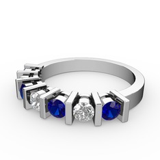 Alya Yüzük - Swarovski ve lab safir 8 ayar beyaz altın yüzük #1oi02ig