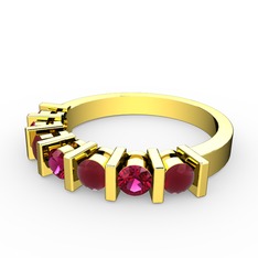 Alya Yüzük - Rodolit garnet ve kök yakut 18 ayar altın yüzük #1pxok6f
