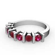 Kök yakut ve rodolit garnet 8 ayar beyaz altın yüzük