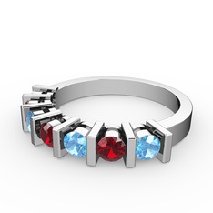 Alya Yüzük - Garnet ve akuamarin 925 ayar gümüş yüzük #1qodeo6