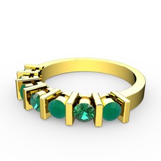 Alya Yüzük - Yeşil kuvars ve kök zümrüt 14 ayar altın yüzük #1qr44w3