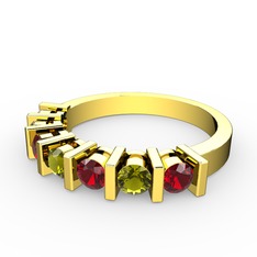 Peridot ve garnet 8 ayar altın yüzük