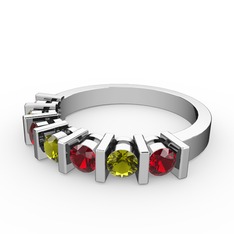 Peridot ve garnet 925 ayar gümüş yüzük