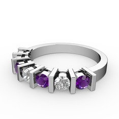 Swarovski ve ametist 925 ayar gümüş yüzük