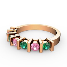 Alya Yüzük - Pembe kuvars ve yeşil kuvars 8 ayar rose altın yüzük #1vskna4