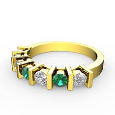 Yeşil kuvars ve beyaz zirkon 14 ayar altın yüzük