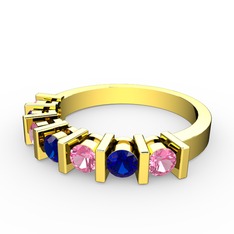 Lab safir ve pembe kuvars 8 ayar altın yüzük