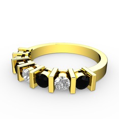 Alya Yüzük - Swarovski ve siyah zirkon 18 ayar altın yüzük #1xp023o