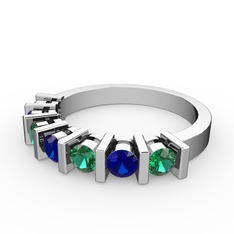 Alya Yüzük - Lab safir ve yeşil kuvars 18 ayar beyaz altın yüzük #1y7ide1