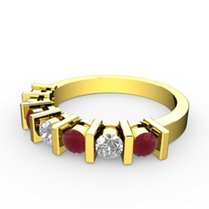 Alya Yüzük - Pırlanta ve kök yakut 925 ayar altın kaplama gümüş yüzük (0.44 karat) #1yz0jiv