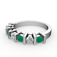 Swarovski ve kök zümrüt 925 ayar gümüş yüzük
