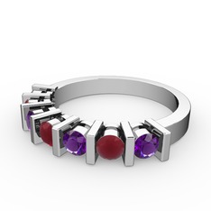 Alya Yüzük - Kök yakut ve ametist 925 ayar gümüş yüzük #25hqb3