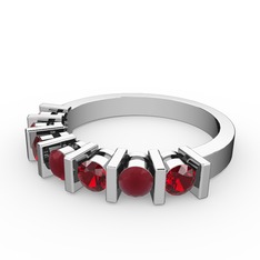 Alya Yüzük - Kök yakut ve garnet 18 ayar beyaz altın yüzük #41937i