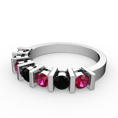 Siyah zirkon ve rodolit garnet 925 ayar gümüş yüzük