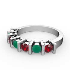 Alya Yüzük - Kök zümrüt ve garnet 925 ayar gümüş yüzük #4wtek0