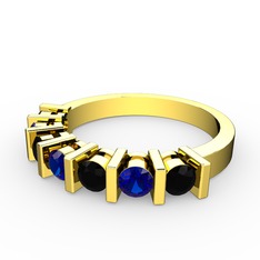 Alya Yüzük - Lab safir ve siyah zirkon 925 ayar altın kaplama gümüş yüzük #5sdbeo