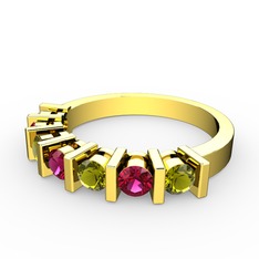 Rodolit garnet ve peridot 8 ayar altın yüzük