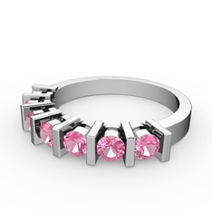 Alya Yüzük - Pembe kuvars 18 ayar beyaz altın yüzük #7t86kb