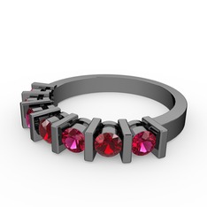 Alya Yüzük - Garnet ve rodolit garnet 925 ayar siyah rodyum kaplama gümüş yüzük #8fuuby