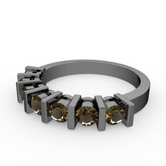 Dumanlı kuvars 925 ayar siyah rodyum kaplama gümüş yüzük