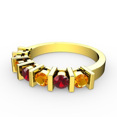 Garnet ve sitrin 18 ayar altın yüzük