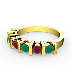 Alya Yüzük - Kök yakut ve kök zümrüt 18 ayar altın yüzük #af1zmu