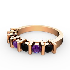 Alya Yüzük - Ametist ve siyah zirkon 8 ayar rose altın yüzük #b4ywki