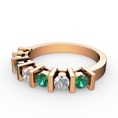 Alya Yüzük - Swarovski ve yeşil kuvars 18 ayar rose altın yüzük #b88idp