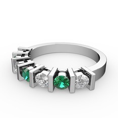 Yeşil kuvars ve swarovski 18 ayar beyaz altın yüzük