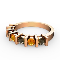 Alya Yüzük - Sitrin ve dumanlı kuvars 18 ayar rose altın yüzük #cnn06s