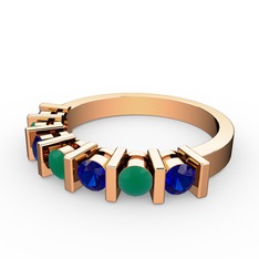 Alya Yüzük - Kök zümrüt ve lab safir 925 ayar rose altın kaplama gümüş yüzük #egx74s