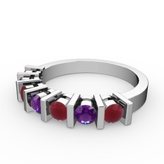 Alya Yüzük - Ametist ve kök yakut 925 ayar gümüş yüzük #fejbrm