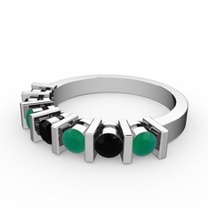 Siyah zirkon ve kök zümrüt 925 ayar gümüş yüzük