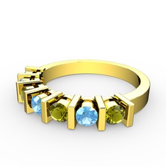 Akuamarin ve peridot 8 ayar altın yüzük