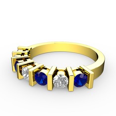Swarovski ve lab safir 14 ayar altın yüzük