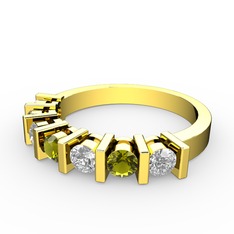Peridot ve pırlanta 8 ayar altın yüzük (0.33 karat)