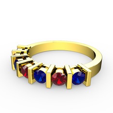 Garnet ve lab safir 925 ayar altın kaplama gümüş yüzük