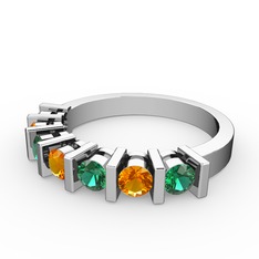 Alya Yüzük - Sitrin ve yeşil kuvars 18 ayar beyaz altın yüzük #kl6jr