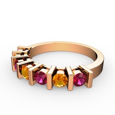 Sitrin ve rodolit garnet 14 ayar rose altın yüzük