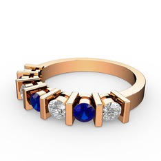 Alya Yüzük - Lab safir ve swarovski 18 ayar rose altın yüzük #m2woh8