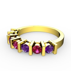 Rodolit garnet ve ametist 14 ayar altın yüzük