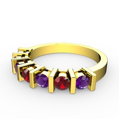 Garnet ve ametist 18 ayar altın yüzük