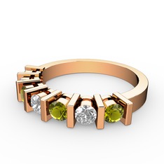 Alya Yüzük - Beyaz zirkon ve peridot 14 ayar rose altın yüzük #qa9eea