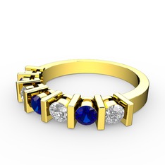 Alya Yüzük - Lab safir ve pırlanta 925 ayar altın kaplama gümüş yüzük (0.33 karat) #qsxif1