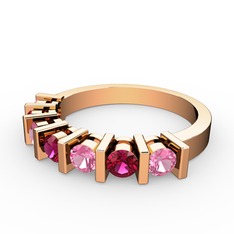 Alya Yüzük - Rodolit garnet ve pembe kuvars 8 ayar rose altın yüzük #szdkhs