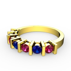 Lab safir ve rodolit garnet 14 ayar altın yüzük