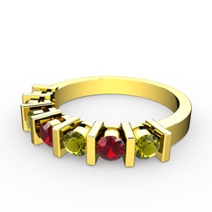 Garnet ve peridot 14 ayar altın yüzük