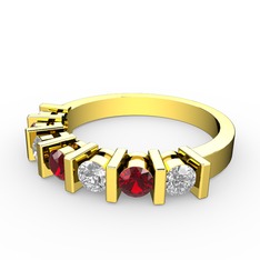 Garnet ve beyaz zirkon 8 ayar altın yüzük