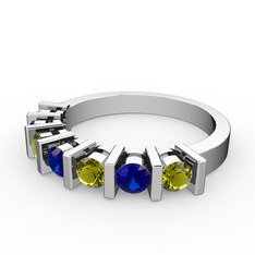 Alya Yüzük - Lab safir ve peridot 925 ayar gümüş yüzük #u641ef