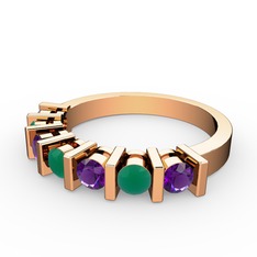 Alya Yüzük - Kök zümrüt ve ametist 14 ayar rose altın yüzük #vgiw7a